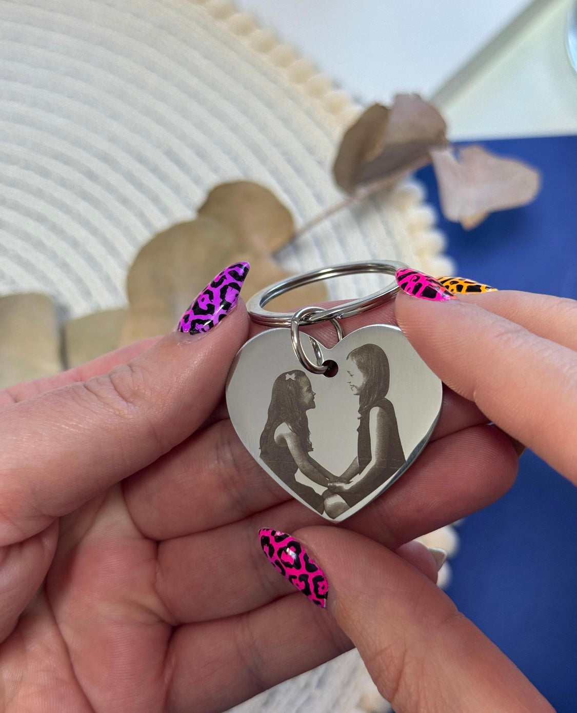 Heart shaped laser engraved keyring