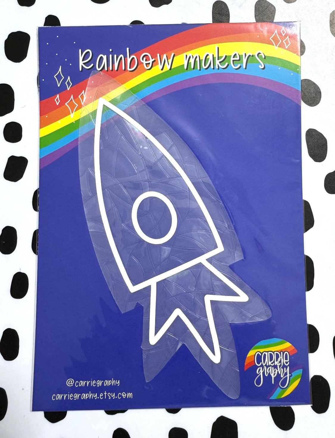 Rocket rainbow maker, sun catcher, suncatcher sticker, window cling