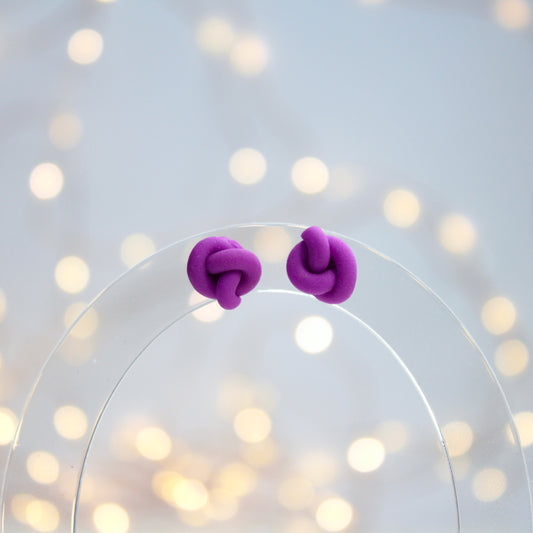 Single knot purple stud earrings
