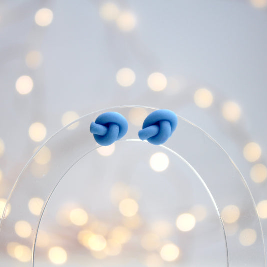 Single knot blue stud earrings