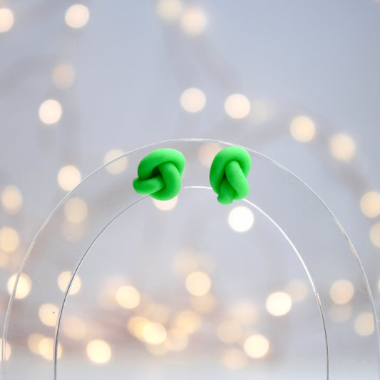 Single knot green stud earrings
