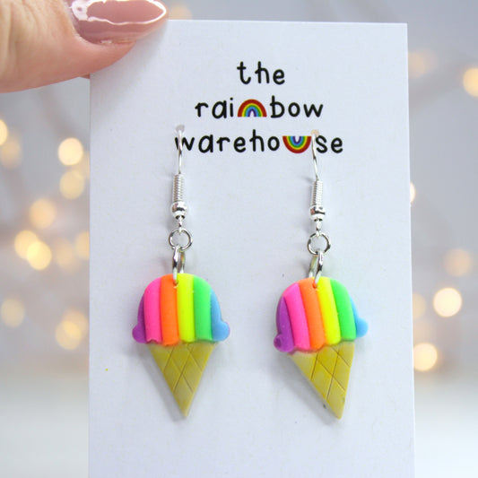 Rainbow icecream drop earrings